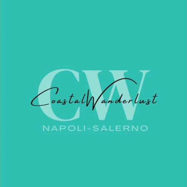 Teal background with CW logo reading CoastalWanderlust Napoli-Salerno.